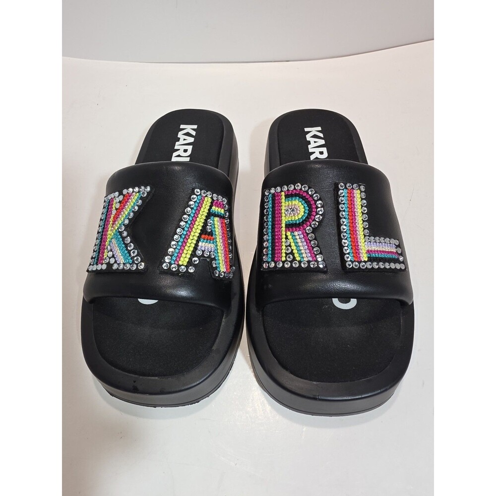 Karl Lagerfeld Paris Black Slides - Women's Size 6